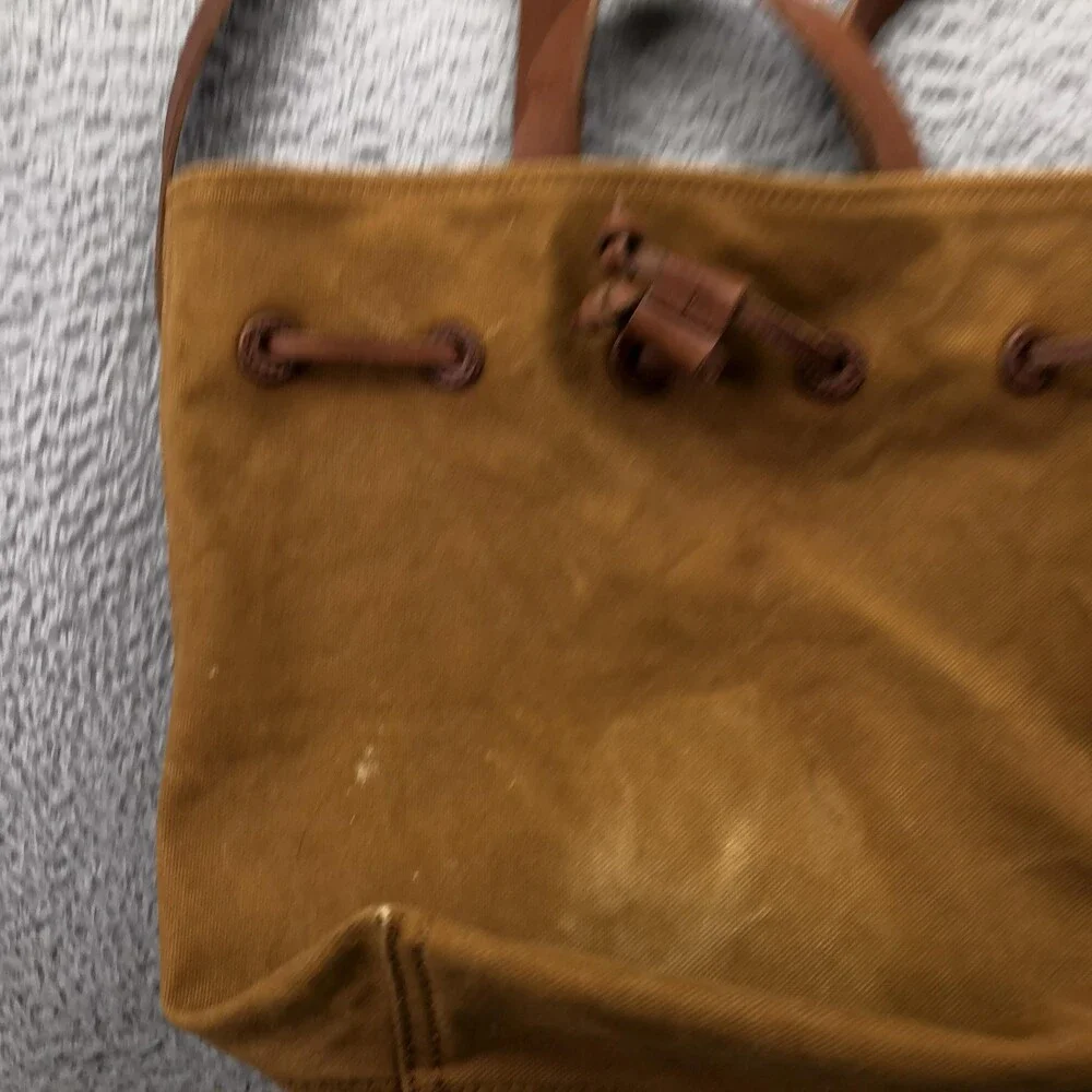 Madewell Backpack Womens Medium Mustard Yellow Canvas Leather Drawstring Daypack
